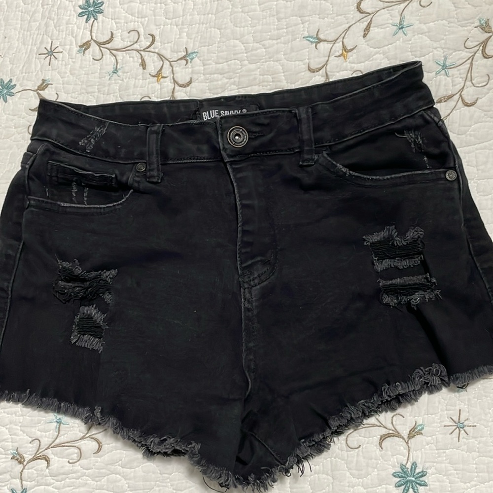 Blue Savvy Distressed Denim Shorts